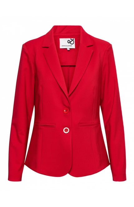 &Co woman Blazer phileine comfort twill red BZ147 Stretchshop.nl