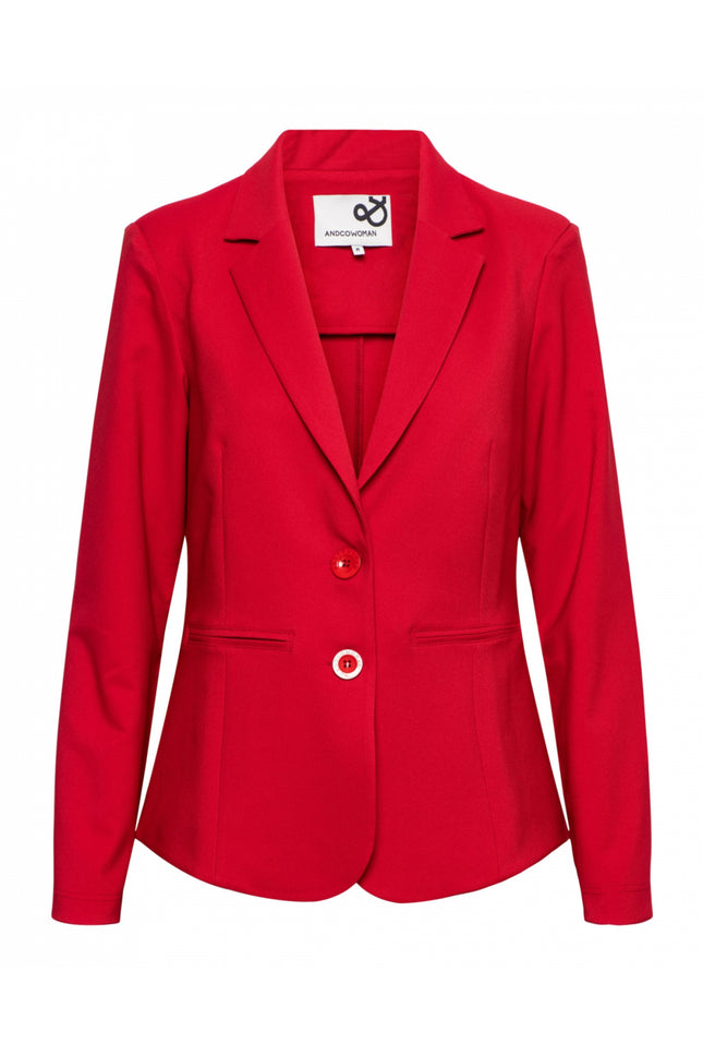 &Co woman Blazer phileine comfort twill red BZ147 Stretchshop.nl