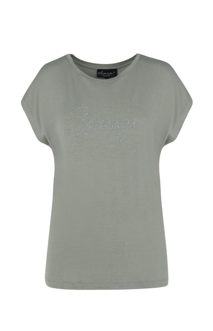 Elvira Casuals T-shirt pearl dark green 24-002 Stretchshop.nl