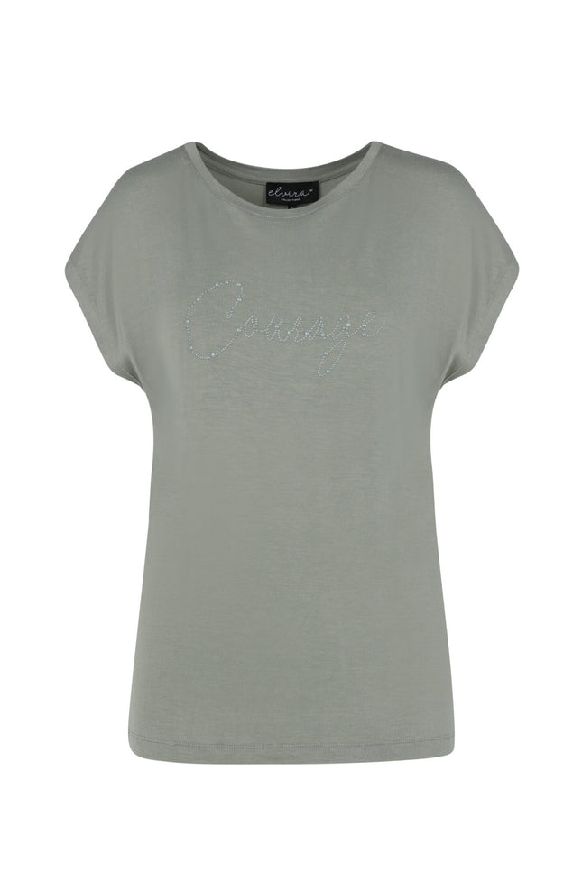 Elvira Casuals T-shirt pearl dark green 24-002 Stretchshop.nl