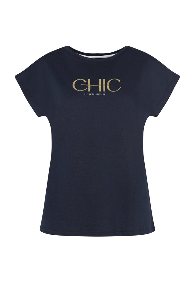 Elvira Casuals T-shirt chic navy 24-018 Stretchshop.nl