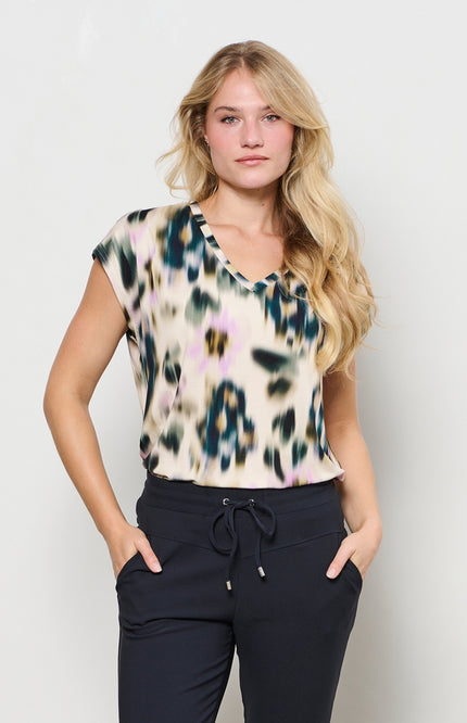 Top Lucia Faded Flower Khaki to268