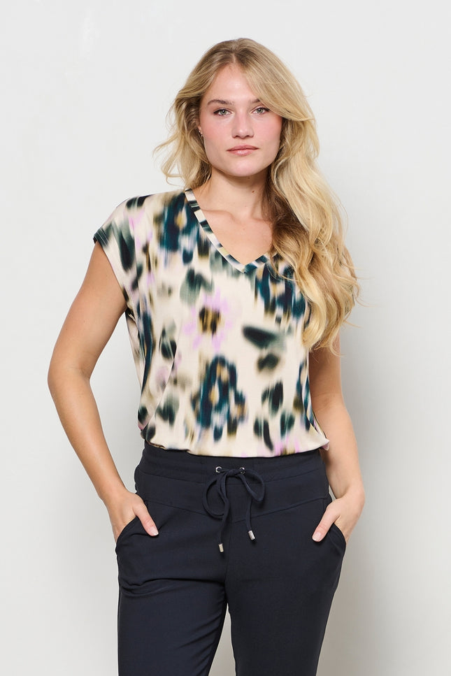 Top Lucia Faded Flower Khaki to268