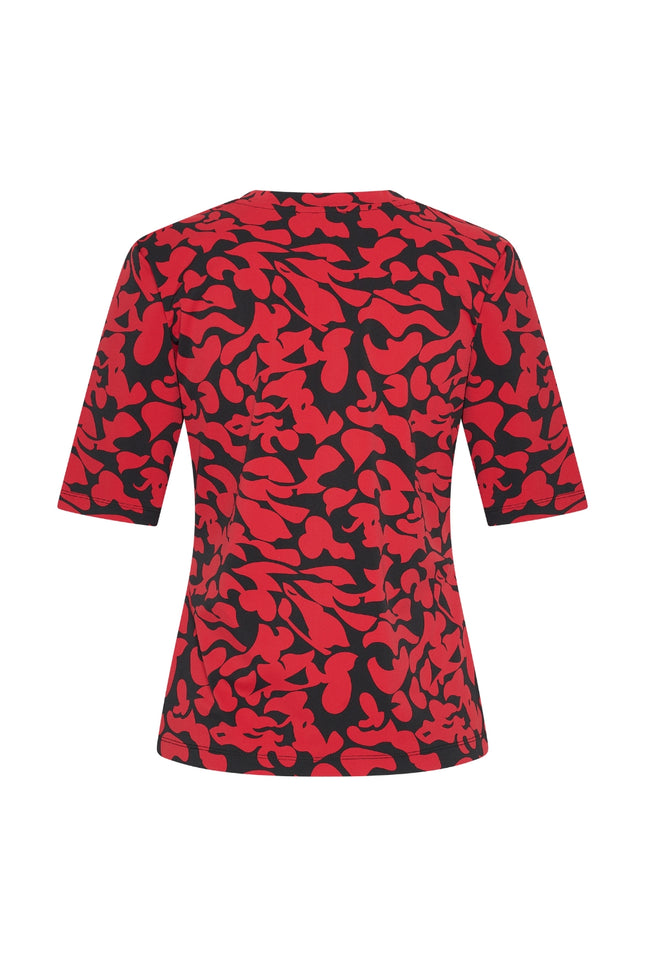 Travel top Leaves Print Dark Red black 202271