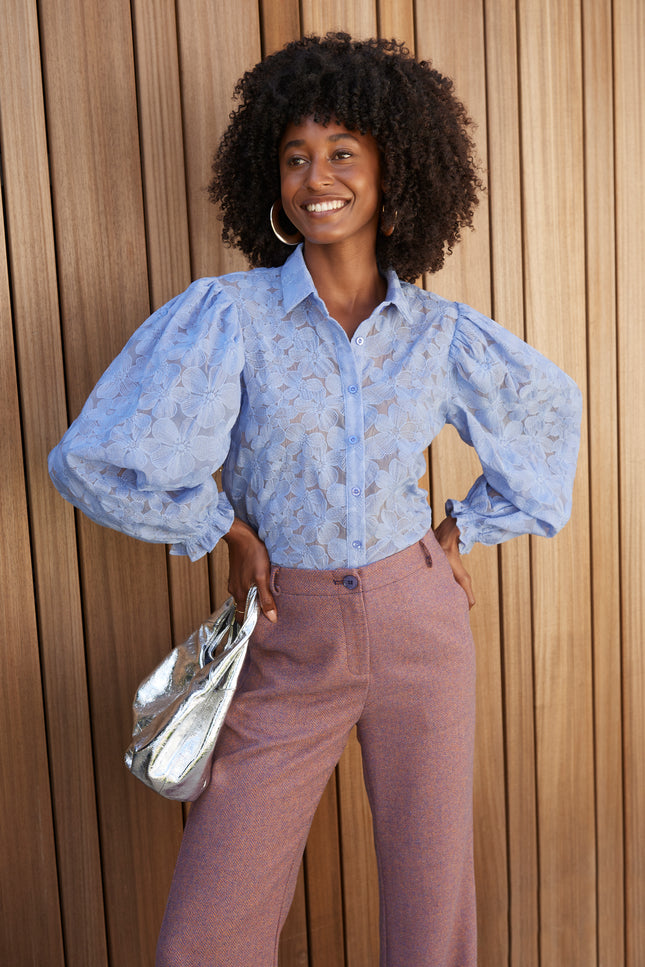 Ydence Blouse birdie light blue Stretchshop.nl