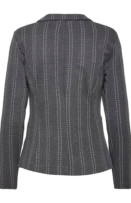 Ichi Blazer ihruti Dark Grey Melange Stripe Stretchshop.nl