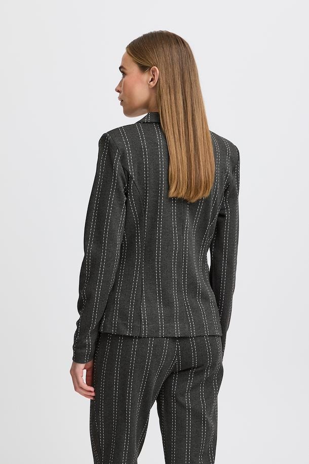 Ichi Blazer ihruti Dark Grey Melange Stripe Stretchshop.nl