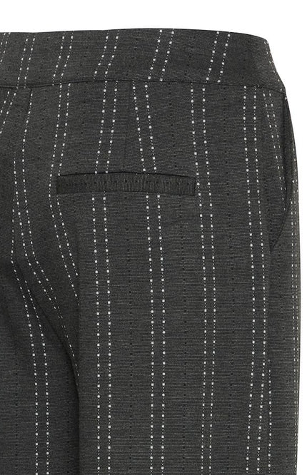 Ichi Broek ihruti wide Dark Grey Melange Stripe Stretchshop.nl