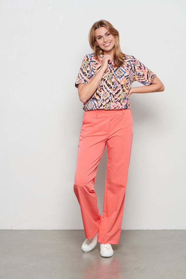 &Co woman Travel broek patrice flamingo pa264 Stretchshop.nl