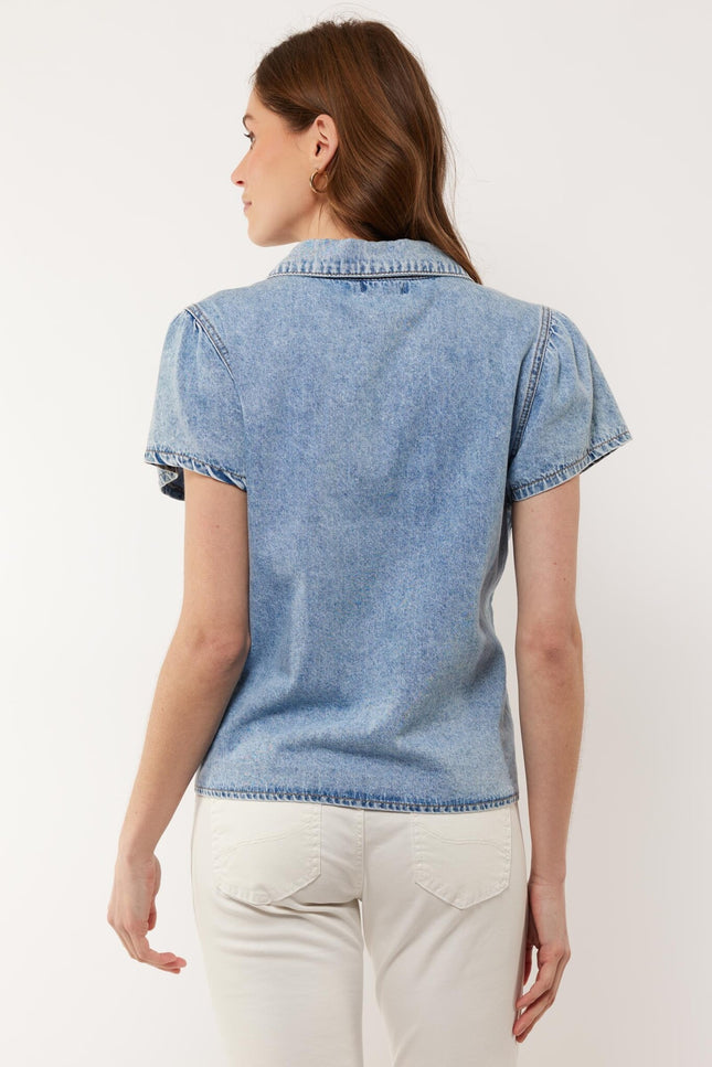 G-maxx Blouse cheyenne denim light blue 902 Stretchshop.nl