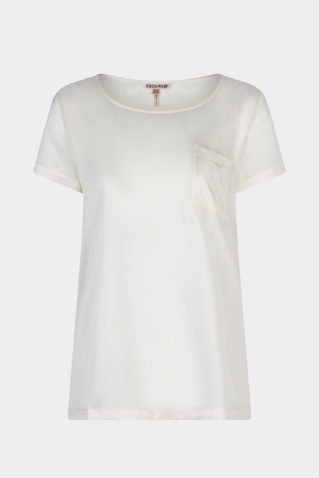 EsQualo T-shirt silk offwhite 10220 Stretchshop.nl