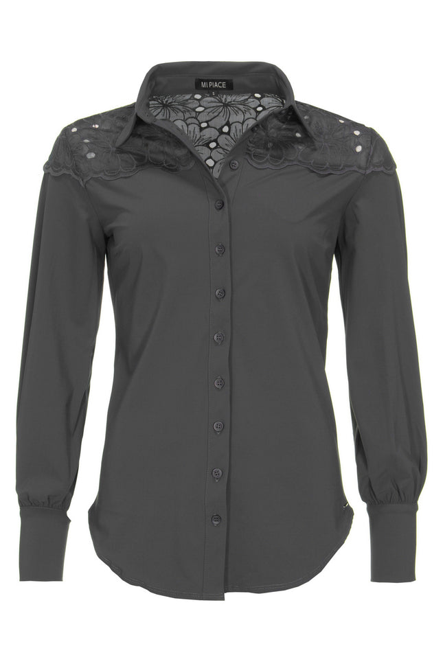 Mi Piace Travel blouse dark grey 202435 Stretchshop.nl