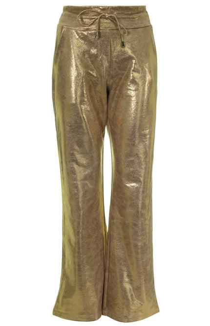 Mi Piace Broek flared gold suedine 202514 Stretchshop.nl