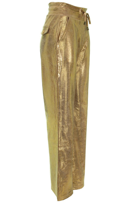 Mi Piace Broek flared gold suedine 202514 Stretchshop.nl