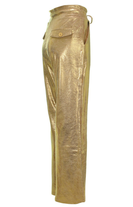 Mi Piace Broek flared gold suedine 202514 Stretchshop.nl