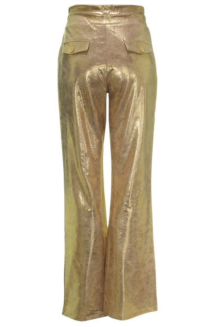 Mi Piace Broek flared gold suedine 202514 Stretchshop.nl