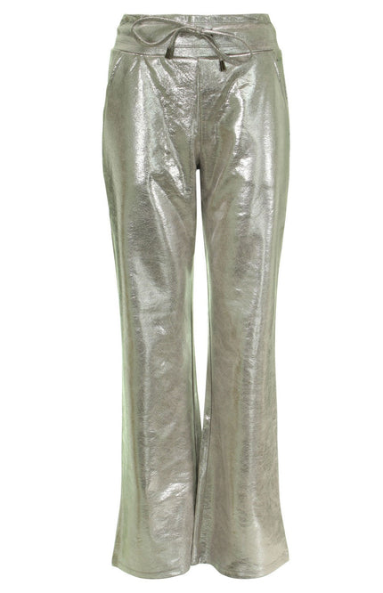 Mi Piace Broek flared silver suedine 202514 Stretchshop.nl