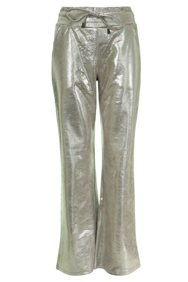 Mi Piace Broek flared silver suedine 202514 Stretchshop.nl