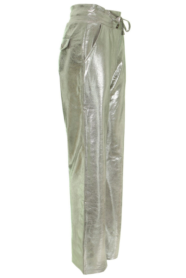 Mi Piace Broek flared silver suedine 202514 Stretchshop.nl