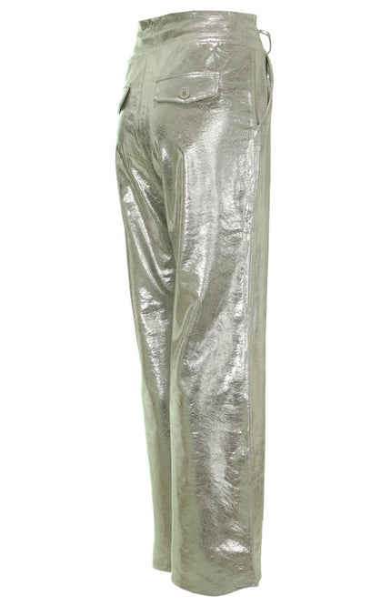 Mi Piace Broek flared silver suedine 202514 Stretchshop.nl