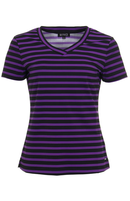 Mi Piace Travel top purple black stripe 202080 Stretchshop.nl