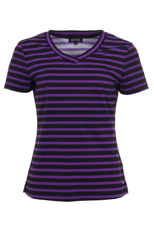 Mi Piace Travel top purple black stripe 202080 Stretchshop.nl