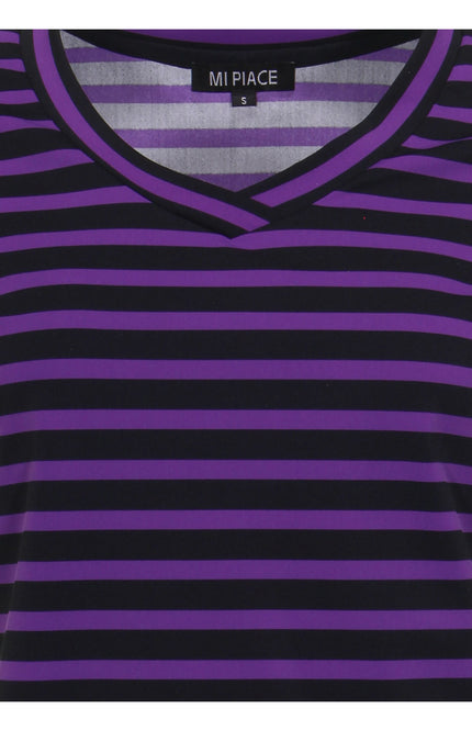 Mi Piace Travel top purple black stripe 202080 Stretchshop.nl