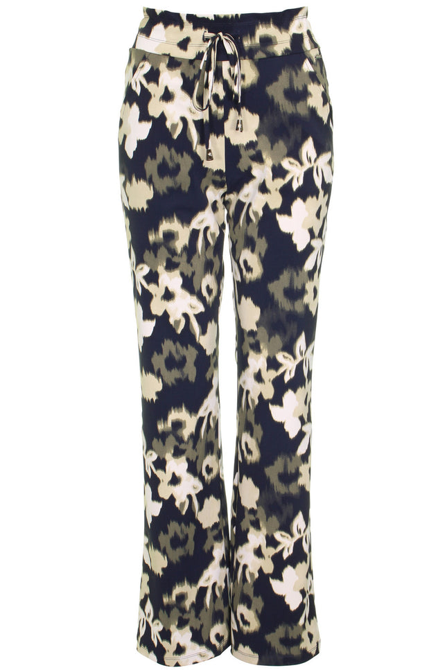 Mi Piace Travel broek flared deep depth faded flowers 202089 Stretchshop.nl