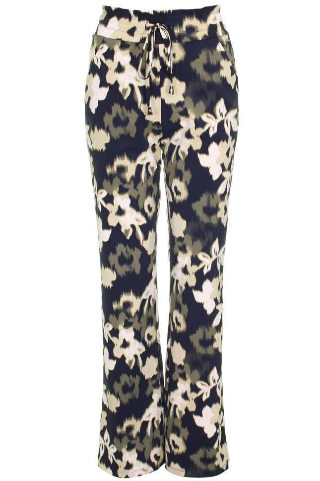 Travel broek flared deep depth faded flowers 202089