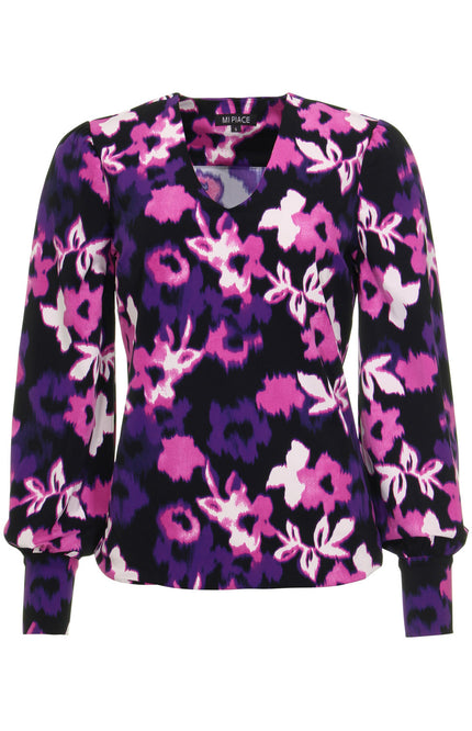 Mi Piace Travel top purple faded flowers 202226 Stretchshop.nl