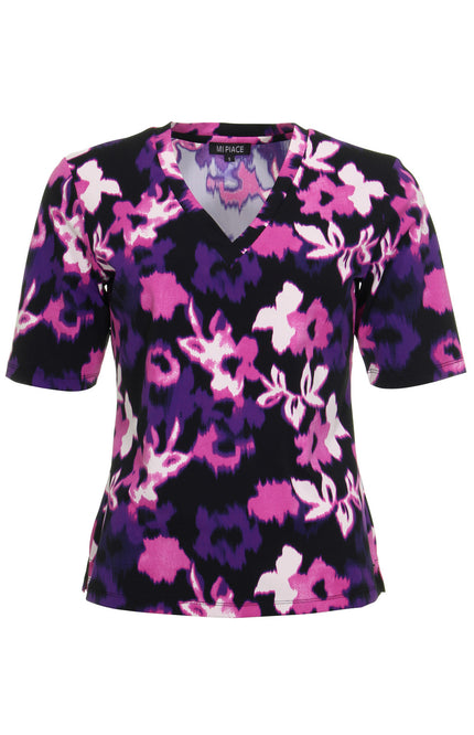 Mi Piace Travel top purple faded flowers 202271 Stretchshop.nl