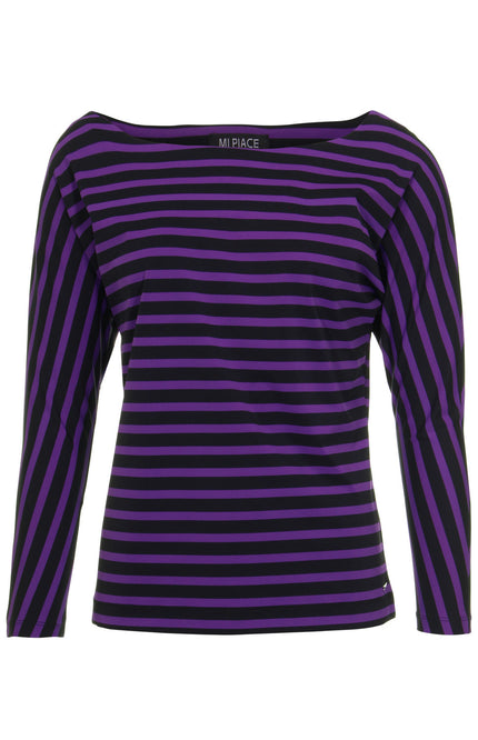 Mi Piace Travel top boothals purple black stripe 202487 Stretchshop.nl