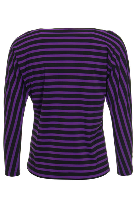 Mi Piace Travel top boothals purple black stripe 202487 Stretchshop.nl