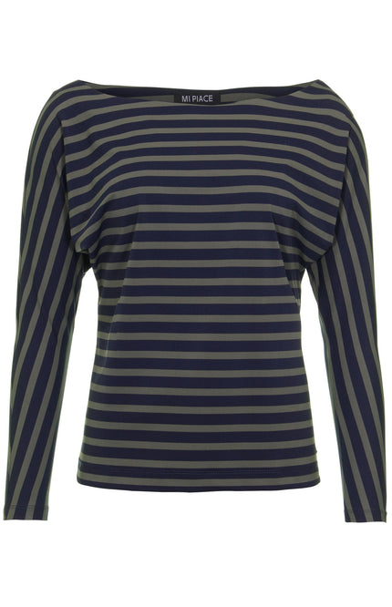 Mi Piace Travel top boothals deep depth dark blue stripe 202487 Stretchshop.nl