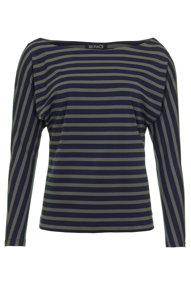 Mi Piace Travel top boothals deep depth dark blue stripe 202487 Stretchshop.nl