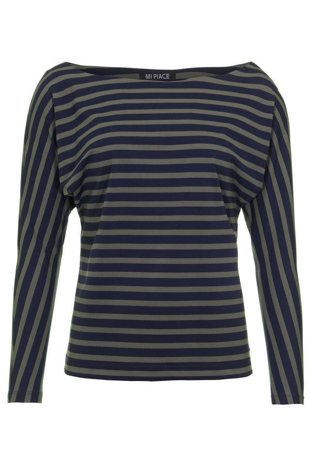 Travel top boothals deep depth dark blue stripe 202487