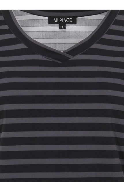 Mi Piace Travel top black dark grey stripe 202080 Stretchshop.nl