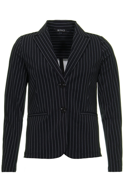 Mi Piace Travel blazer black pinstripe 202500 Stretchshop.nl