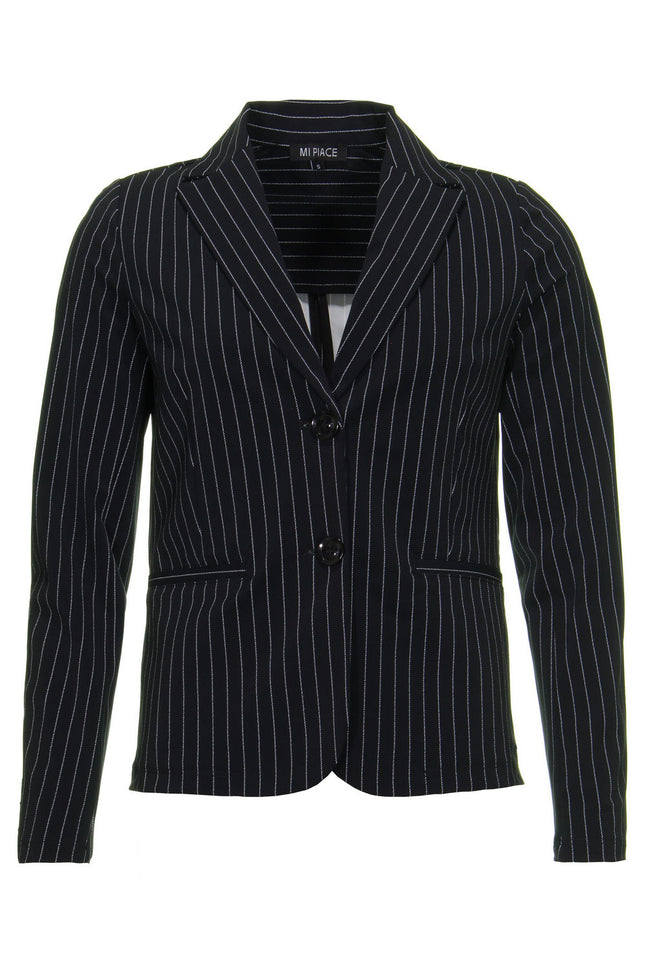 Mi Piace Travel blazer black pinstripe 202500 Stretchshop.nl