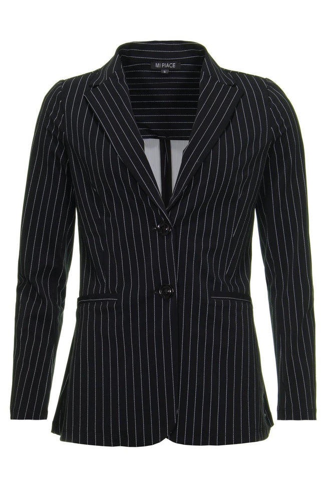 Mi Piace Travel blazer black pinstripe 202513 Stretchshop.nl