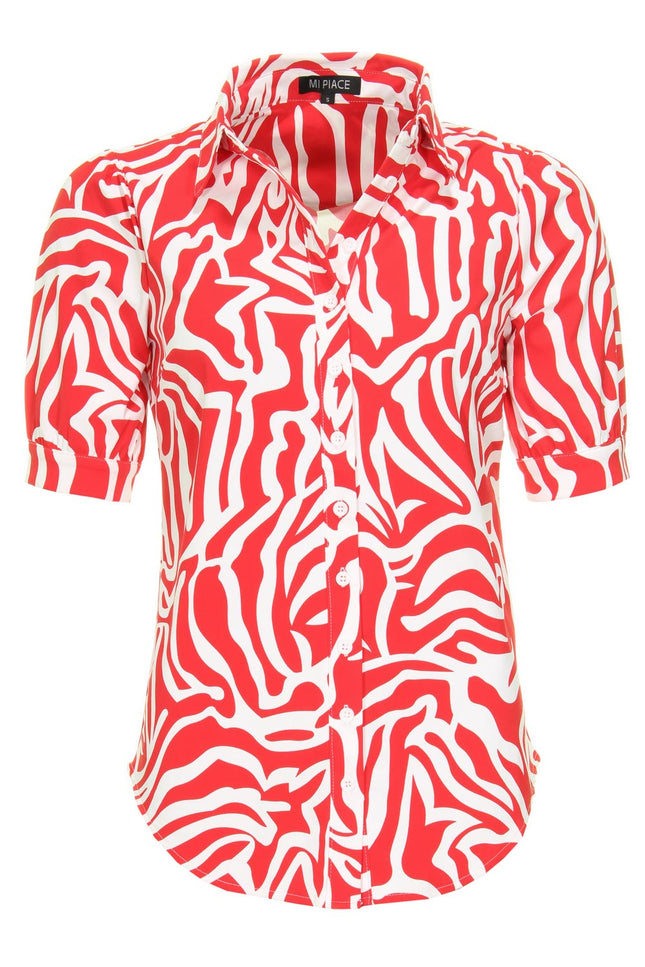 Mi Piace Travel blouse red graphic 202270 Stretchshop.nl