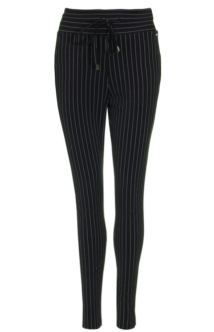 Mi Piace Travel broek black pinstripe 202134 Stretchshop.nl