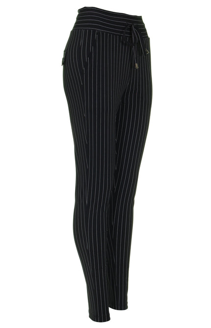 Mi Piace Travel broek black pinstripe 202134 Stretchshop.nl