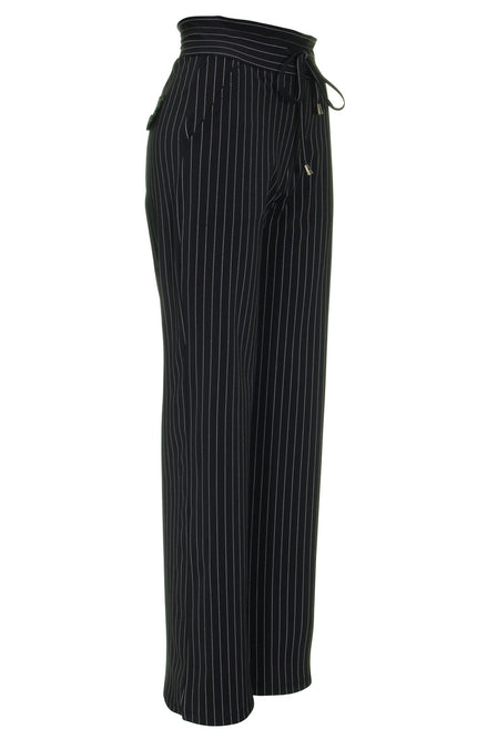 Mi Piace Travel broek flared black pinstripe 202136 Stretchshop.nl