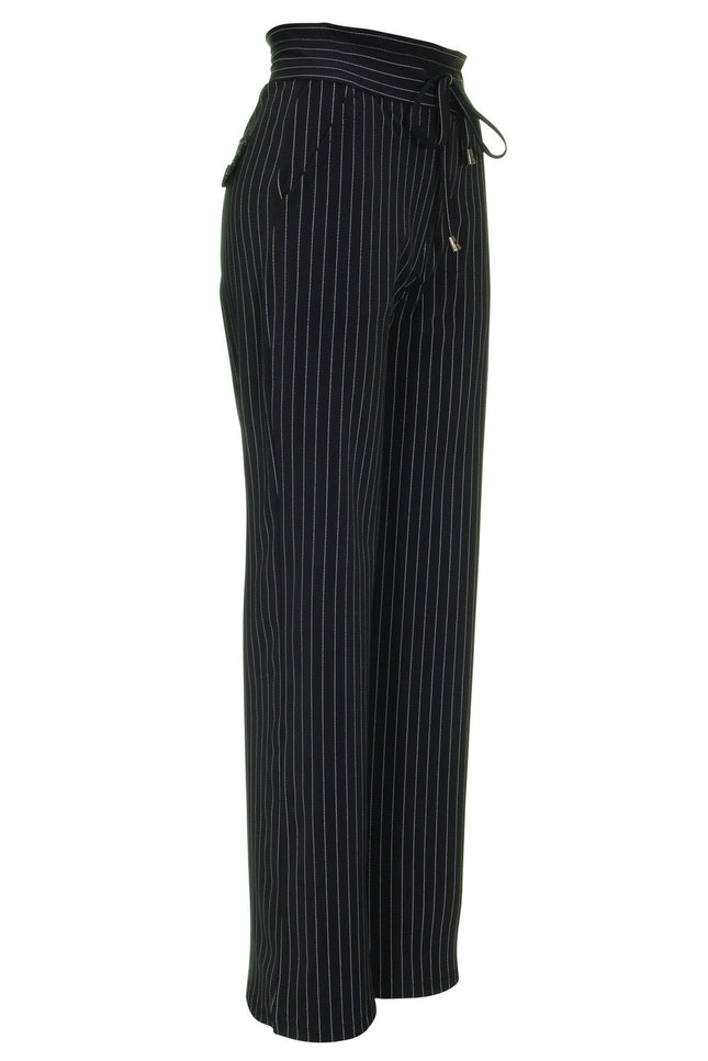 Mi Piace Travel broek flared black pinstripe 202136 Stretchshop.nl