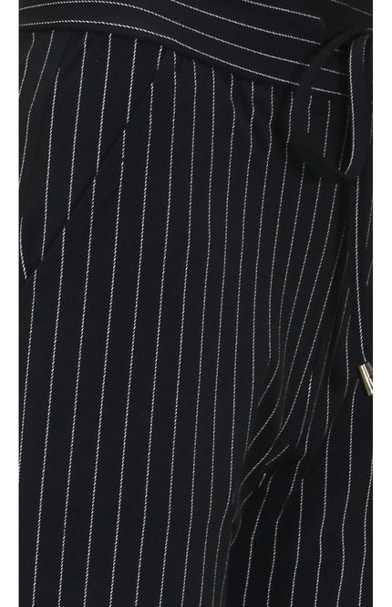 Mi Piace Travel broek flared black pinstripe 202136 Stretchshop.nl