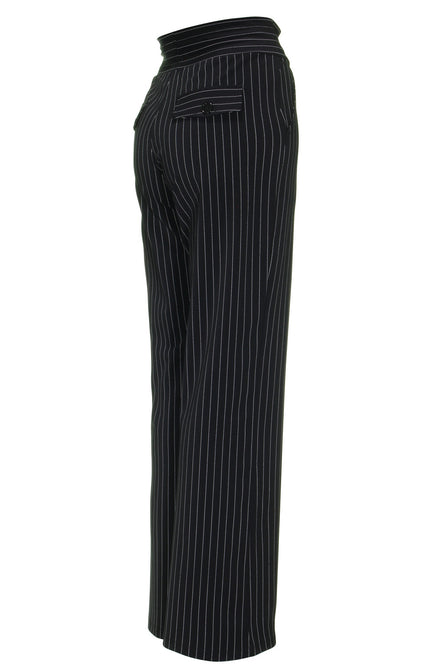 Mi Piace Travel broek flared black pinstripe 202136 Stretchshop.nl