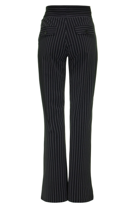 Mi Piace Travel broek flared black pinstripe 202136 Stretchshop.nl