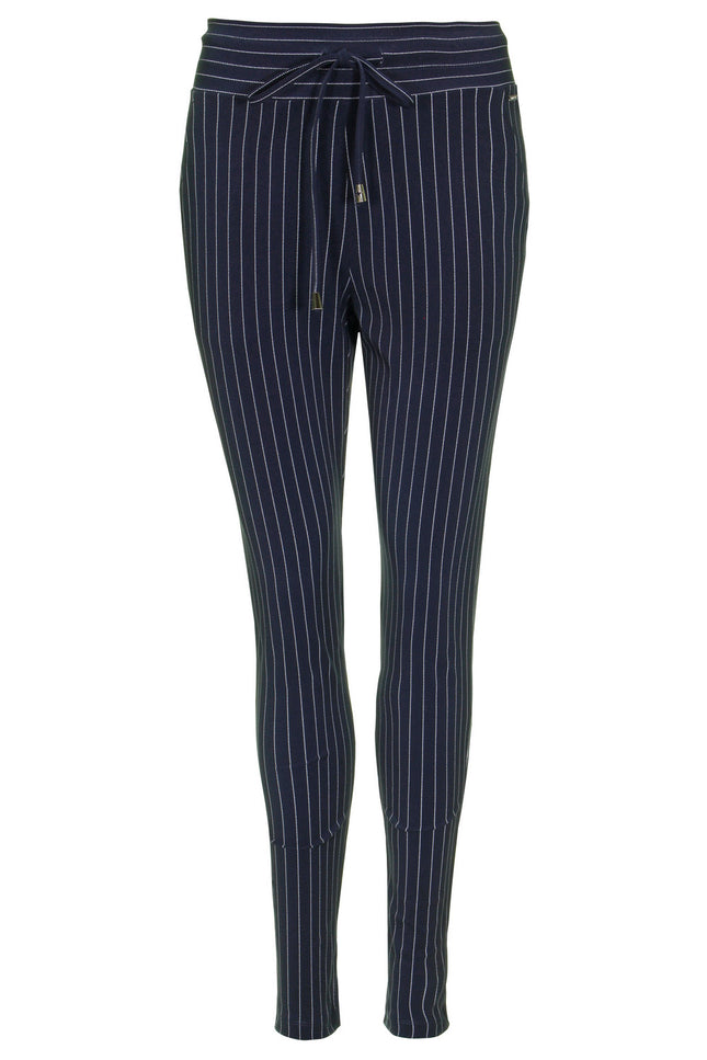 Mi Piace Travel broek blue pinstripe 202134 Stretchshop.nl