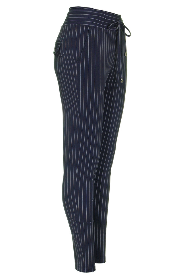 Mi Piace Travel broek blue pinstripe 202134 Stretchshop.nl